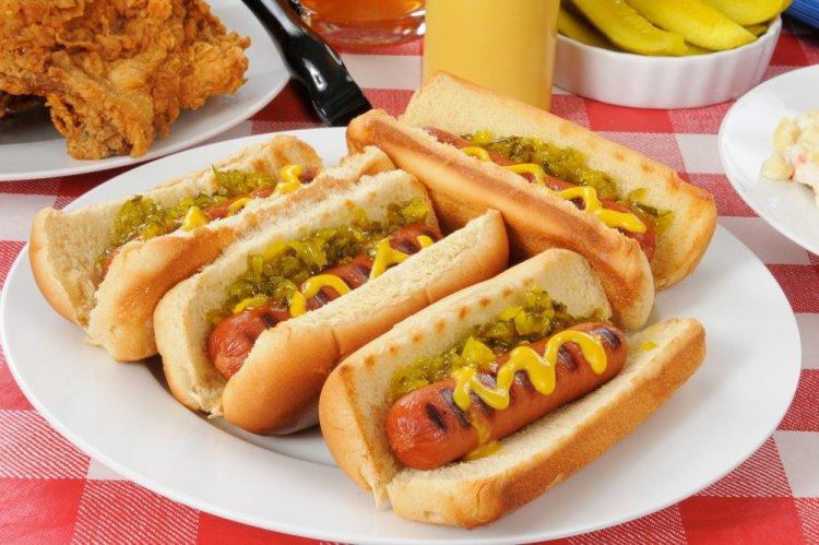 Hot Dogs with Pickled Cucumbers in an Air Fryer