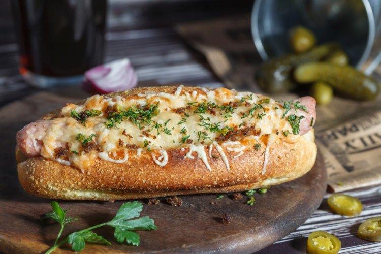 Hot Dogs with Mushrooms and Cheese in an Air Fryer