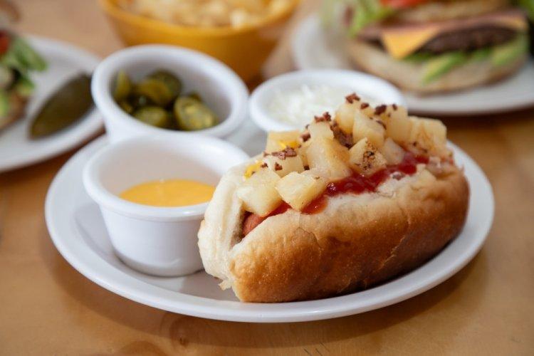 Hot Dogs with Pineapple and Cheese in an Air Fryer