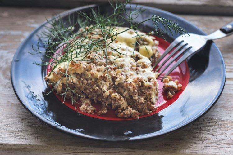 Buckwheat in Cream Sauce with Cheese in an Air Fryer