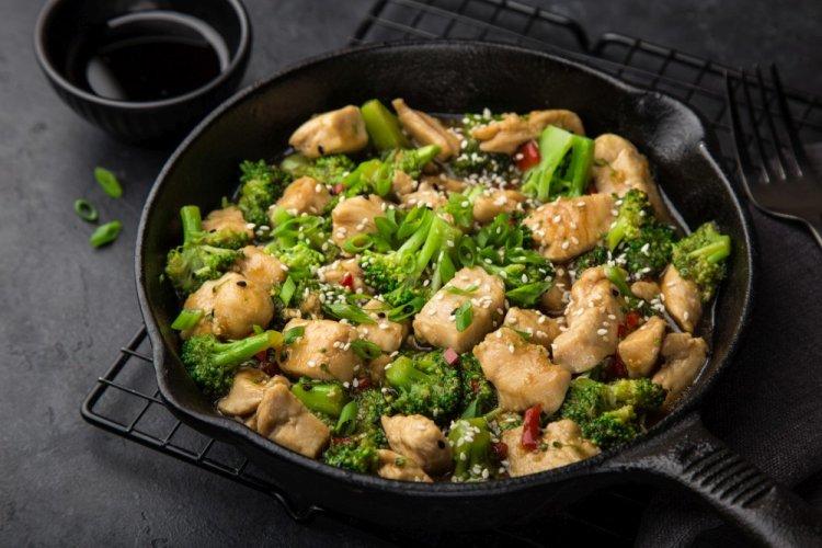 Chicken with Broccoli in a Pan