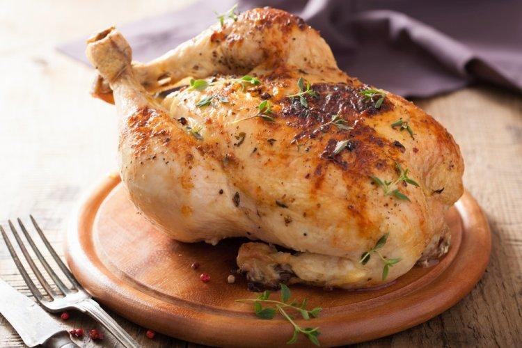 Whole Chicken with Garlic Spread in an Air Fryer