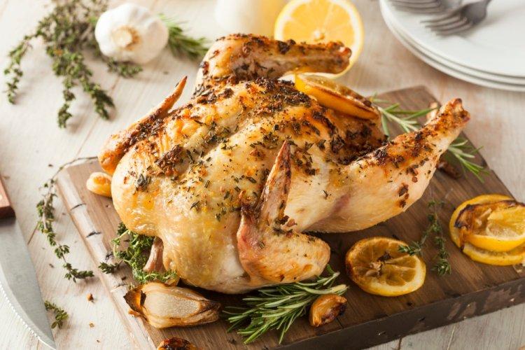Whole Roasted Chicken with Lemon and Herbs in an Air Fryer