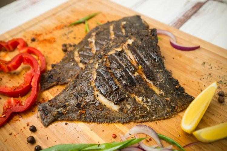 Flounder with Teriyaki Sauce on the Grill