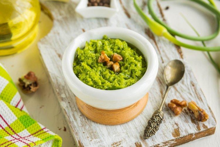 Garlic Scape Pesto for Winter