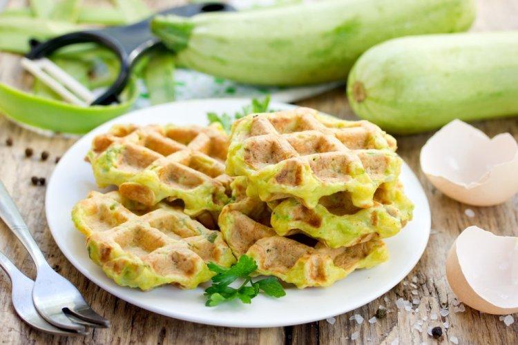Zucchini Viennese Waffles in a Multi-Baker
