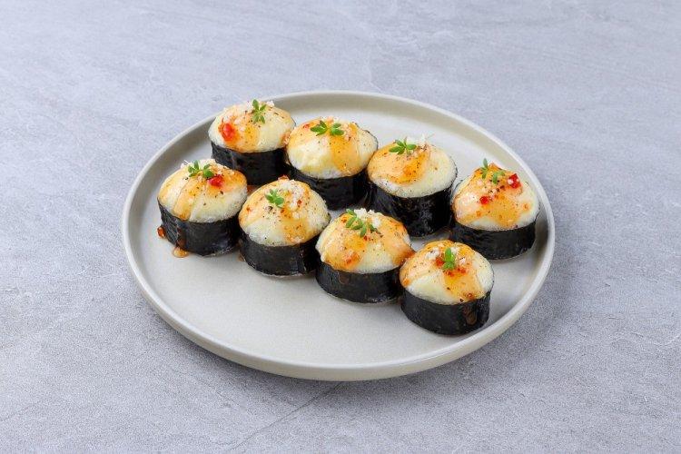 Rollos horneados con pollo teriyaki en freidora de aire