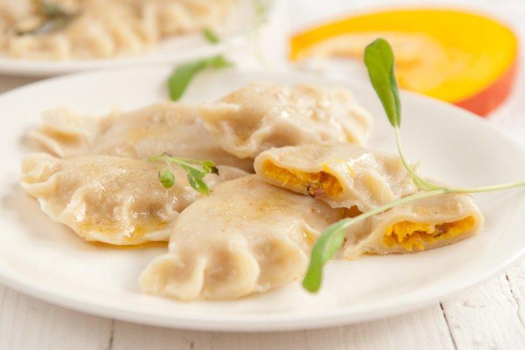 Vareniki veganos de calabaza y tofu