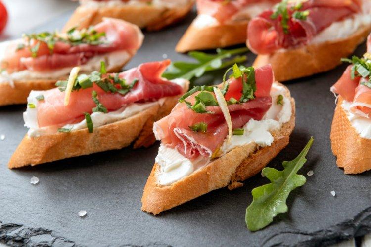 Cream Cheese and Jamón Bruschetta