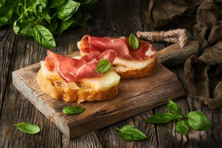 Melon and Jamón Bruschetta