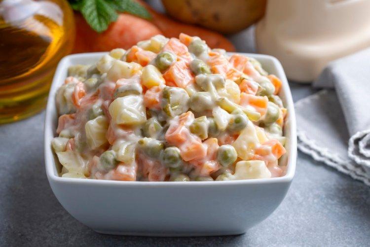 Olivier Salad with Squid and Cucumbers