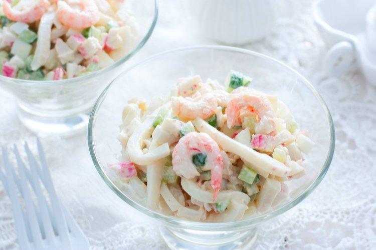 Squid, Cucumber, and Shrimp Salad