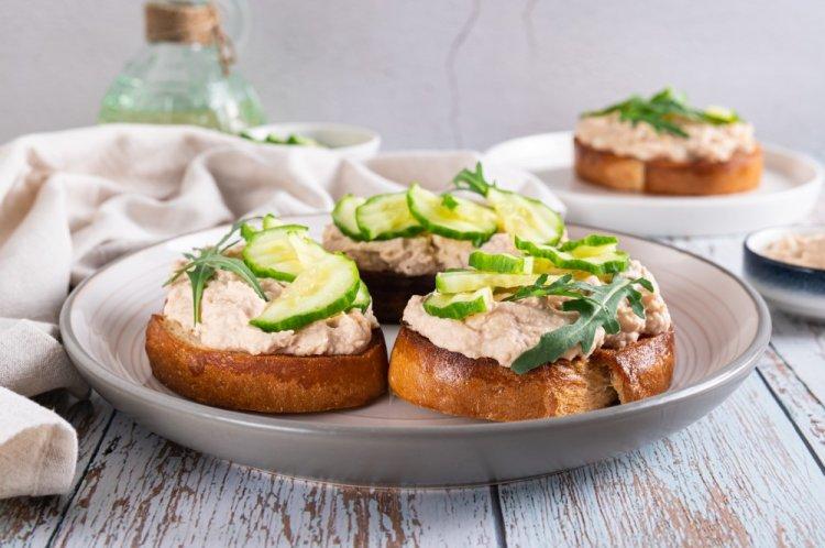 Cod Liver and Cucumber Bruschetta