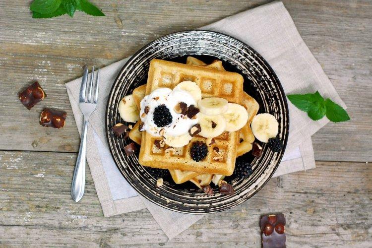 Cottage Cheese Waffles with Banana in a Multi-Baker