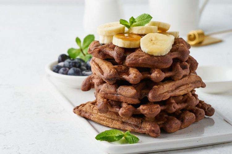 Cottage Cheese Waffles with Cocoa in a Multi-Baker