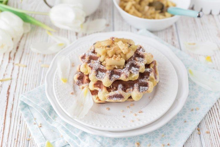 Cottage Cheese Waffles with Apple and Cinnamon in a Multi-Baker