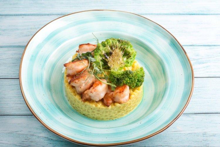 Ptitim with Mushrooms and Shrimp