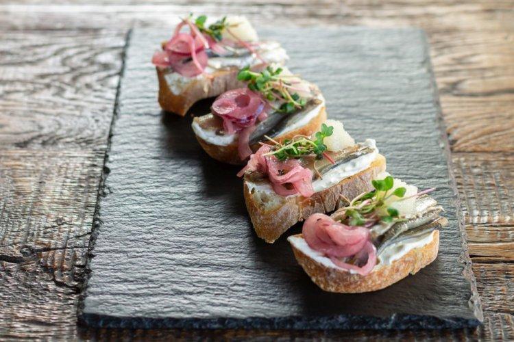 Herring and Onion Bruschetta