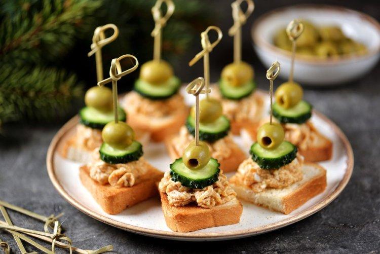 Cod Liver and Olive Canapes