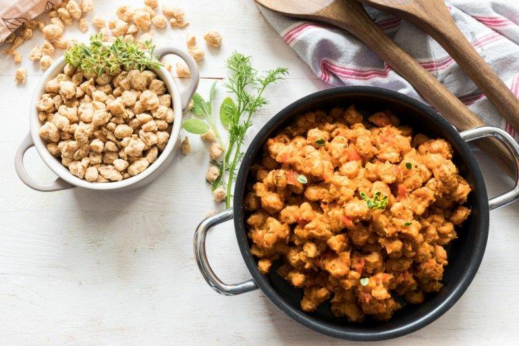 Stroganoff de carne de soja