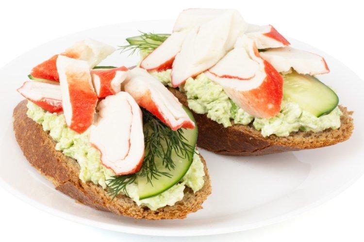 Bruschetta with Avocado and Crab Sticks