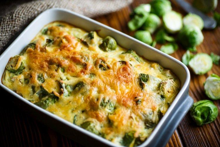 Brussels Sprouts Casserole with Cream in an Air Fryer