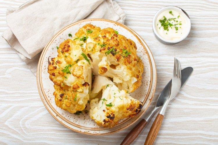 Whole Roasted Cauliflower with Mustard