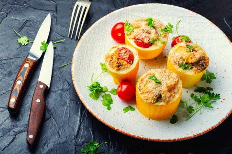 Stuffed Zucchini with Vegetables and Quinoa
