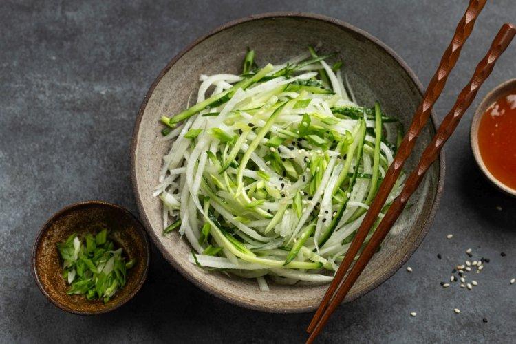 Healthy Salad with Radish, Cucumber, and Herbs