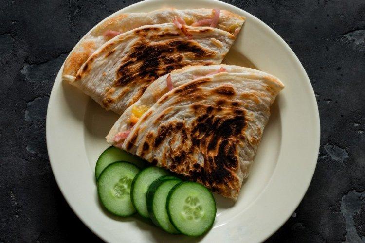 Roti Flatbread Pockets with Ham and Cheese in an Air Fryer
