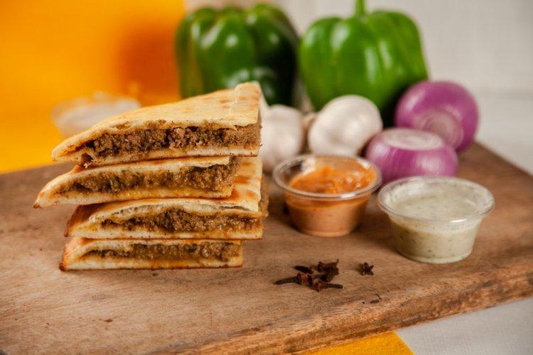 Roti Flatbread Triangles with Minced Meat in an Air Fryer