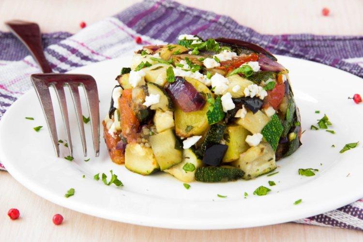Relleno de verduras asadas con queso feta