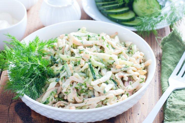 Healthy Squid, Egg, and Cucumber Salad