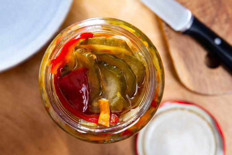Cucumber, Tomato, and Bell Pepper Salad for Winter