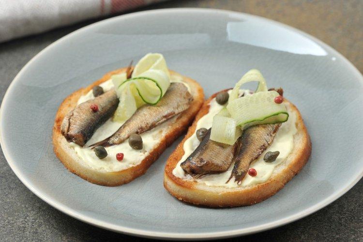 Sprat, Cucumber, and Caper Sandwiches