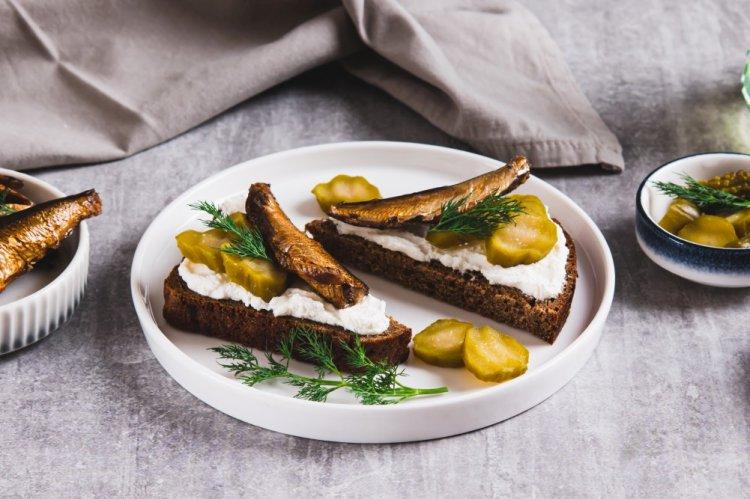 Sprat, Pickled Cucumber, and Egg Sandwiches