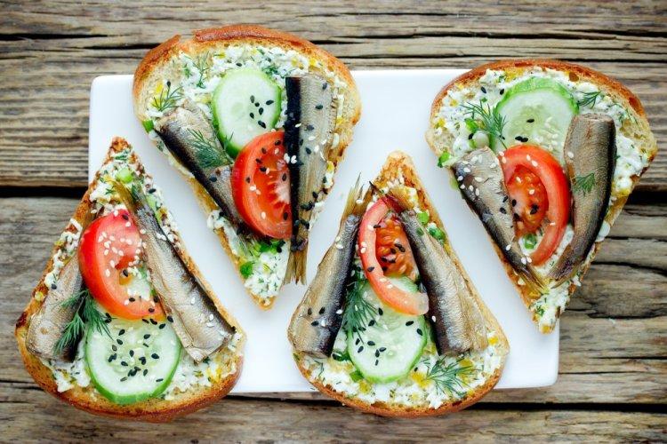 Sprat, Cucumber, and Tomato Sandwiches