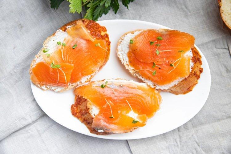 Red Fish, Cream Cheese, and Herb Sandwiches