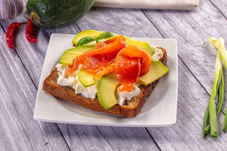 Red Fish, Avocado, and Cream Cheese Sandwiches