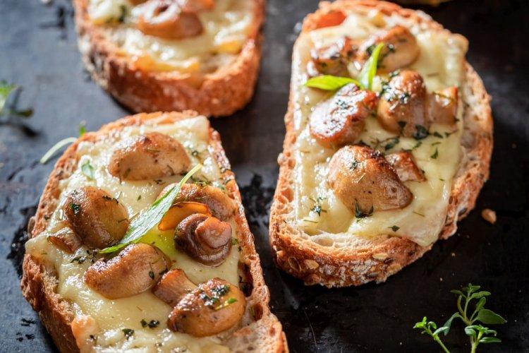 Hot Sandwiches with Mushrooms, Sausage, and Cheese