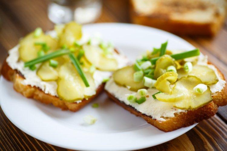 Mustard Butter, Cheese, and Pickled Cucumber Sandwiches