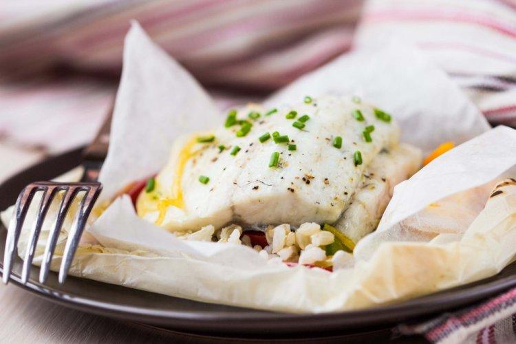 Baked Fish with a Bed of Hawaiian Mix