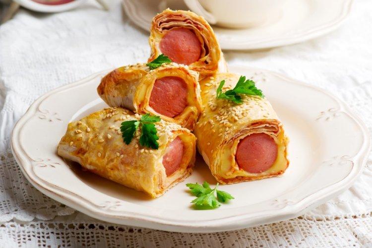 Sausages in Lavash in the Oven