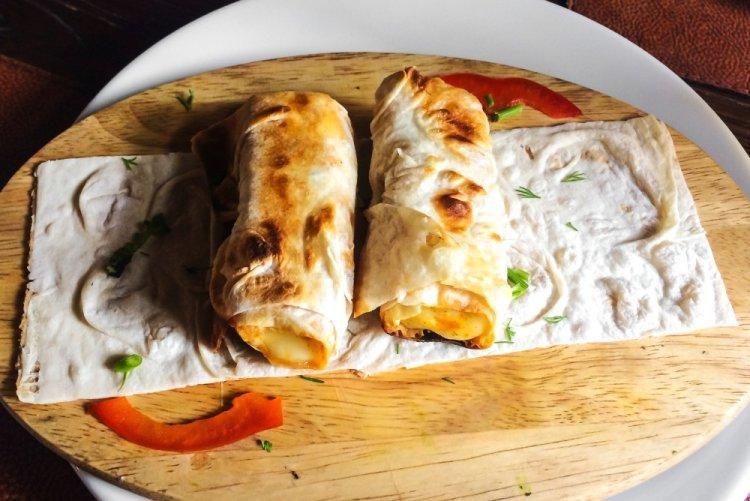 Sausages in Lavash on the Grill
