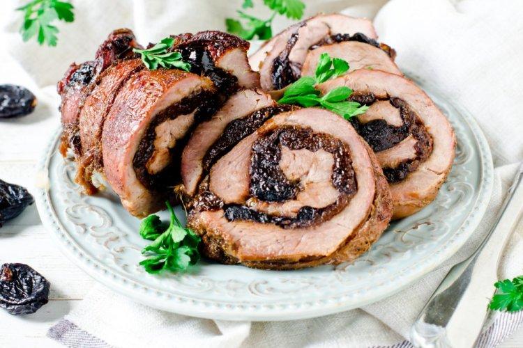 Pork Neck Rolls with Prunes