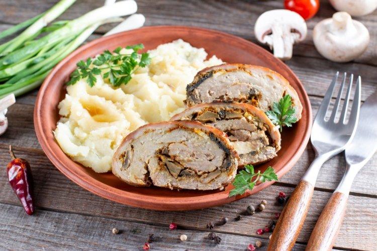Pork Neck Meatloaf with Mushrooms and Pineapple