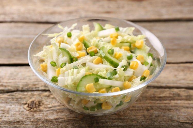 Chinese Cabbage Salad with Cucumber and Corn