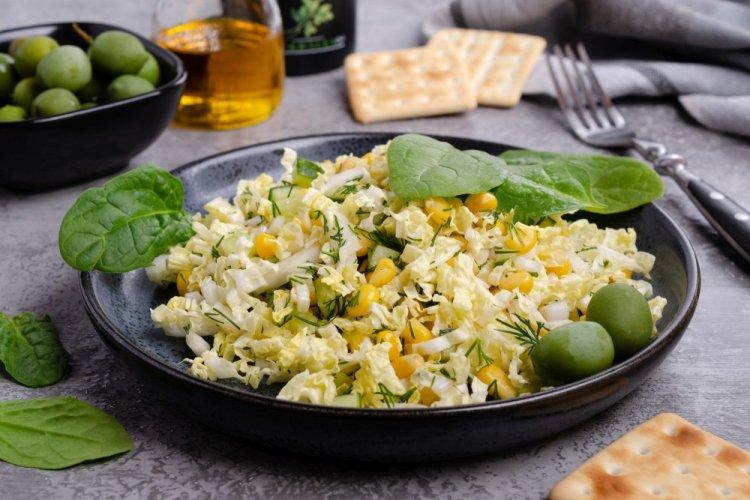 Chinese Cabbage Salad with Avocado and Corn