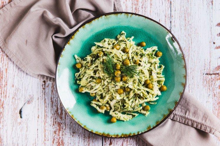 Cabbage, Apple, and Green Pea Salad