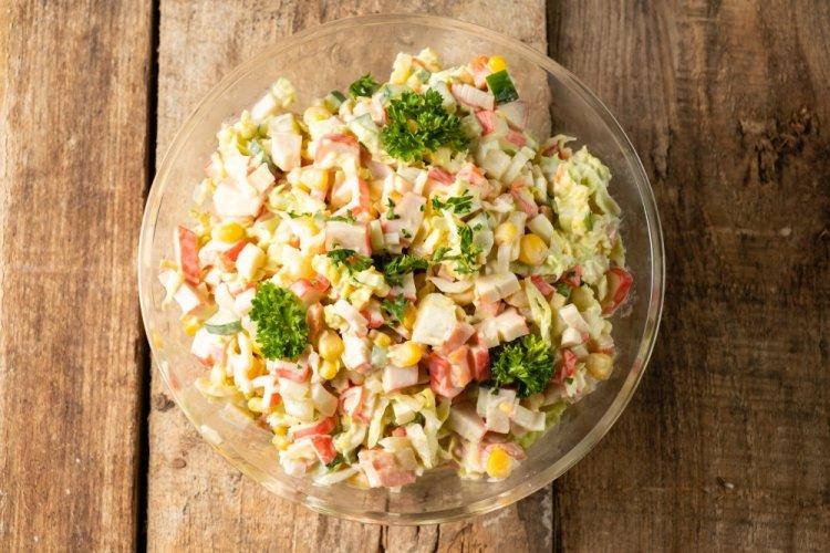 Cabbage, Crab Stick, and Apple Salad